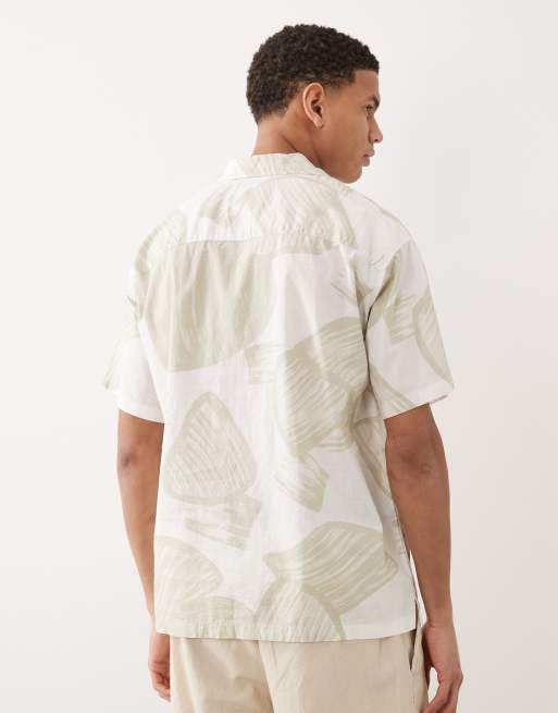 Jack & Jones Premium - Camicia a maniche corte bianco sporco con stampa di piante, 3 di 5