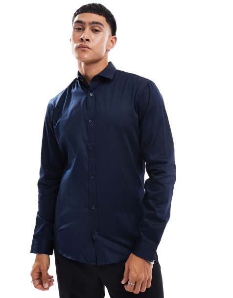 Jack & Jones Premium - Camicia elegante slim elasticizzata blu navy - view 1