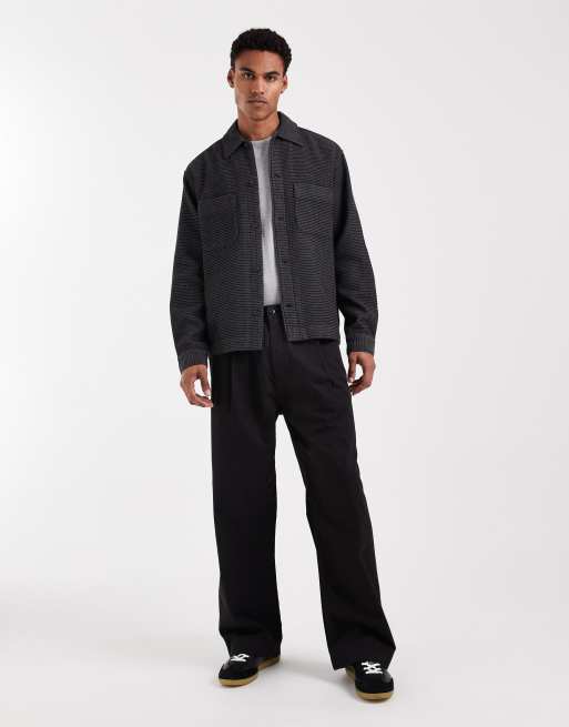 Jack & Jones Premium - Camicia giacca grigio scuro lavorata a nido d'ape, 2 di 5