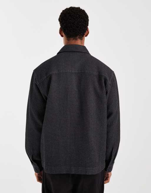 Jack & Jones Premium - Camicia giacca grigio scuro lavorata a nido d'ape, 3 di 5