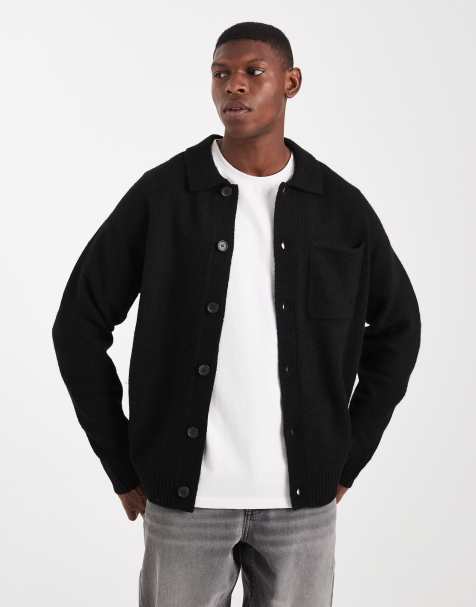 Jack & Jones Premium - Cardigan premium soffice nero con colletto - view 1