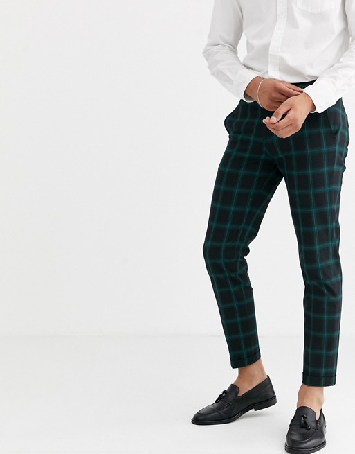 Jack & Jones Premium check trousers in Green