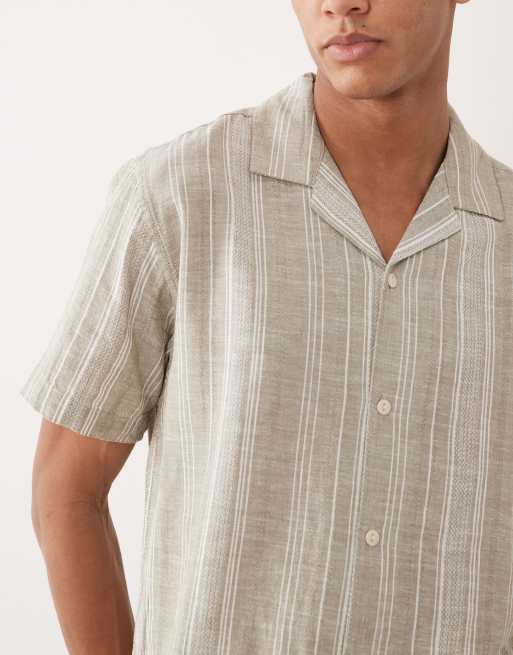 Jack & Jones Premium - Chemise texturée en lin mélangé à rayures - Gris clair, 5 de 5