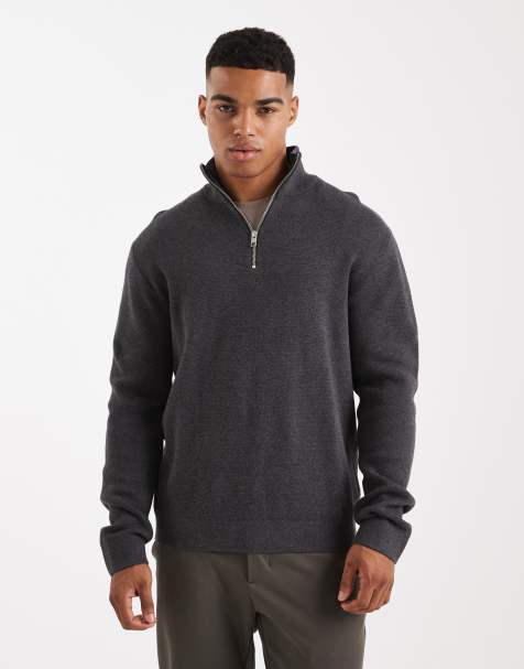 Jack & Jones Premium – Ciemnoszary sweter z zamkiem 1/4 - view 1