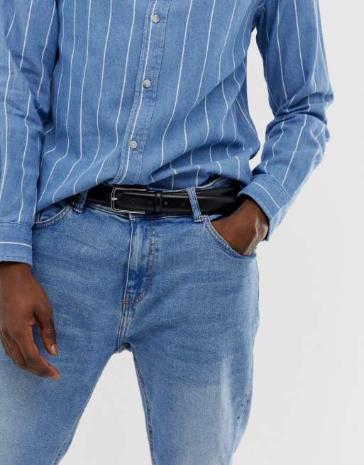 Jack & Jones Premium - Cintura in pelle nera, 3 di 4