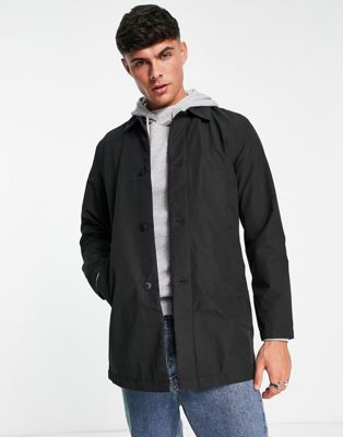 Jack & Jones Premium clean trench coat in black
