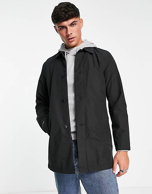 Jack & Jones Premium clean trench coat in black | ASOS