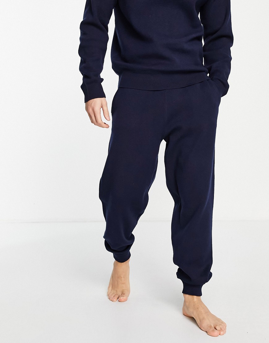 jack & jones premium co-ord knitted lounge joggers in navy