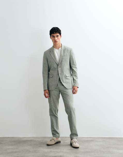 Jack & Jones Premium - Co-ord set van smal pak van linnenmix in saliegroen - view 1