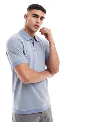 Jack & Jones Premium Color Block Pique Polo In Blue