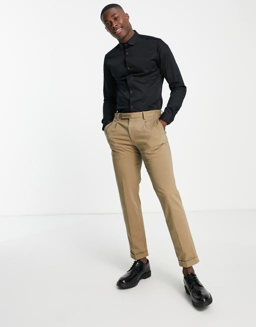 Black dress shirt khaki pants online