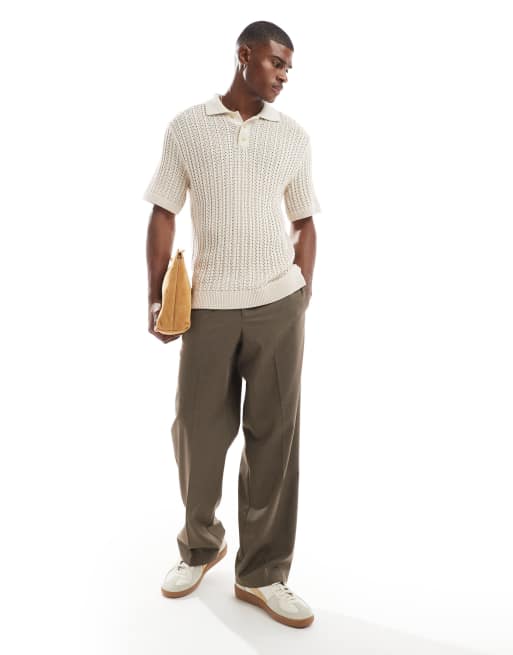 【極美品】24SS ULTERIORアルテリア COTTON KNIT POLO Knit cotton polo shirt with intarsia in white | GUCCI® US