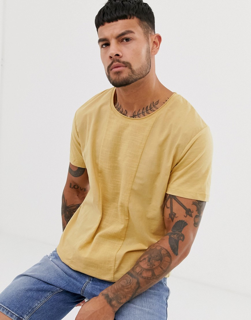 Jack & Jones Premium cut and sew t-shirt in beige