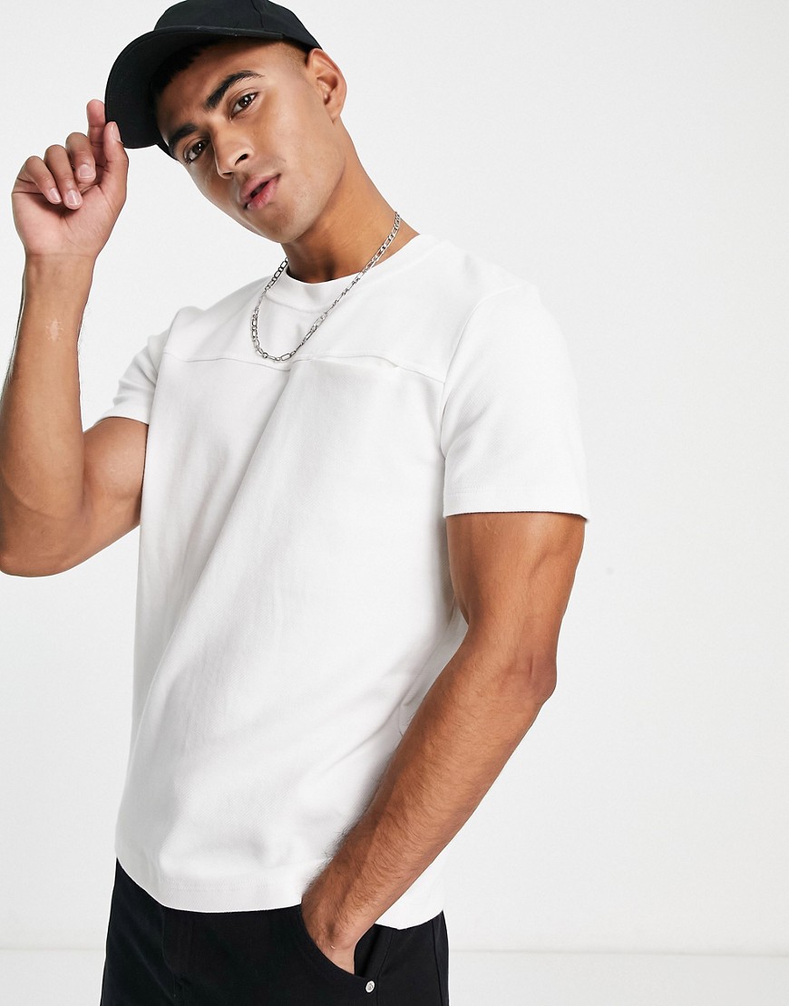 Jack & Jones Premium cut line pocket T-shirt in white