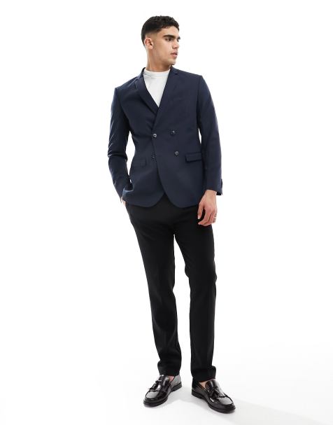 Jack & Jones Premium double breasted suit jacket in navy - view 1