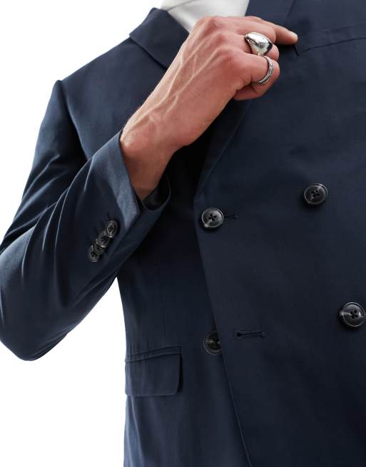 Jack & Jones Premium double breasted suit jacket in navy, 3 of 5