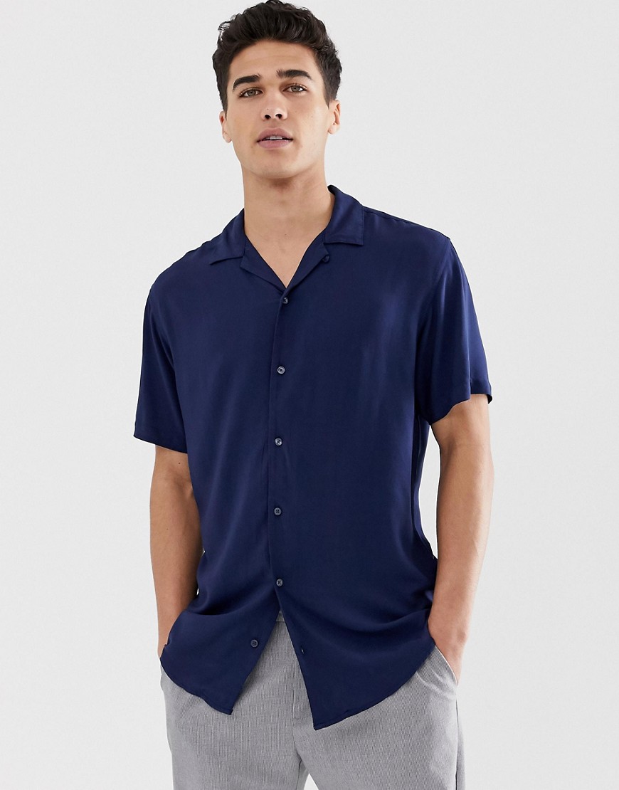Jack & Jones Premium elegant skjorte i navy med reverskrave-Marineblå