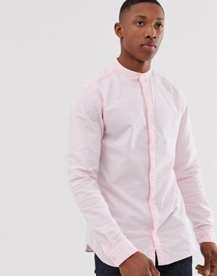Jack & Jones – Premium – Enkel skjorta i bomullsstretch med murarkrage-Rosa