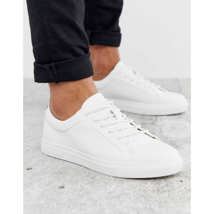 Jack Jones Premium faux leather sneaker in white ASOS