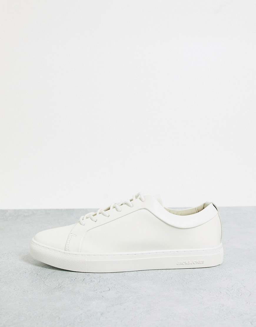 Premium faux leather sneaker in white