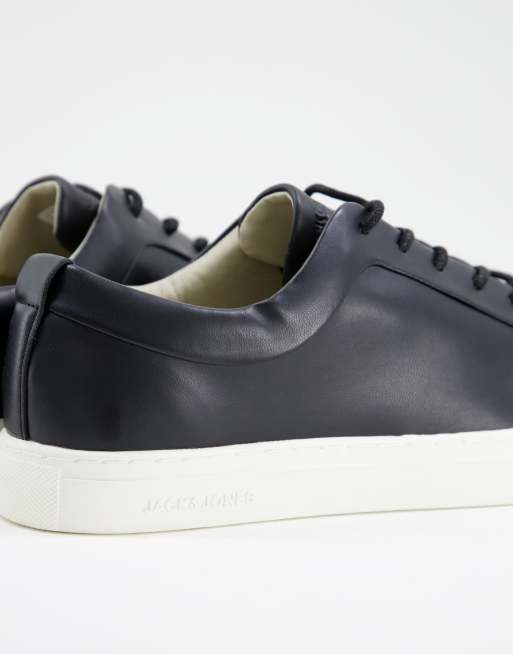 JACK & JONES Black Faux Leather Trent Trainer