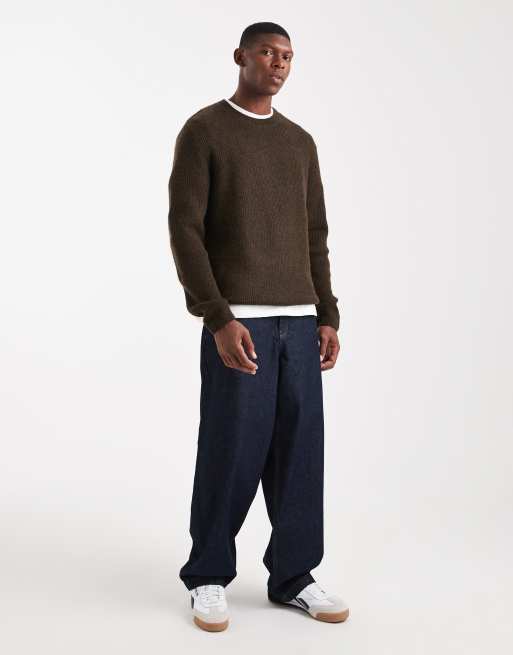 Jack & Jones Premium – Flauschiger, gerippter Pullover in Braun, 2 von 5