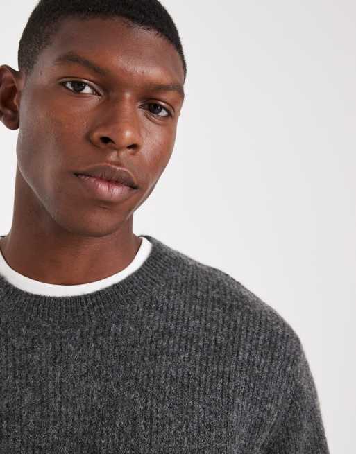 Jack & Jones Premium – Flauschiger, gestrickter Pullover in Grau, 5 von 5
