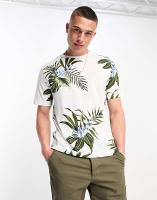 Jack & Jones Premium floral t-shirt in white