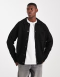 [Jack & Jones] Jack & Jones premium fluffy cardigan with collar in black M black