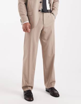 Jack & Jones Premium Franco Relaxed Fit Suit Pants In Neutral