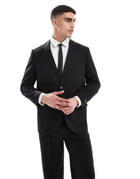 Jack & Jones - Premium - Franco - Sort habitjakke i afslappet pasform - view 1