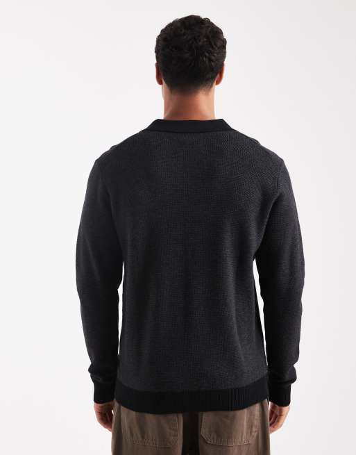 Jack & Jones Premium - Gebreide polo met lange mouwen in donkergrijs, 3 van 5