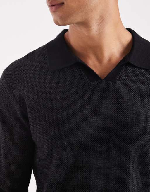 Jack & Jones Premium - Gebreide polo met lange mouwen in donkergrijs, 4 van 5
