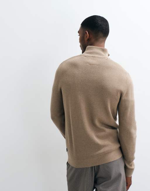 Jack & Jones premium gebreide trui met 1/4-rits in beige, 4 van 5