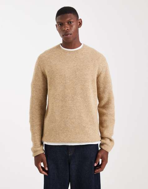 Jack & Jones Premium - Geribbelde pluizige trui in beige - view 1