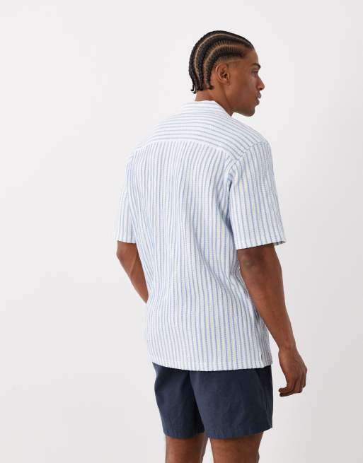 Jack & Jones - Premium - Gestreept overhemd met korte mouwen in blauw, 3 van 5