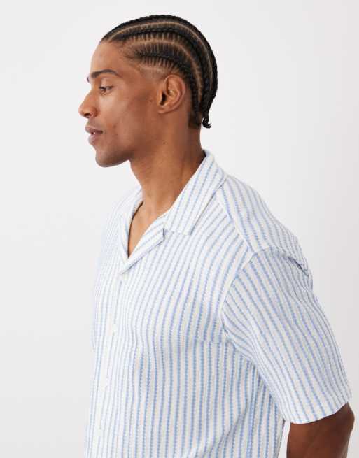 Jack & Jones - Premium - Gestreept overhemd met korte mouwen in blauw, 4 van 5