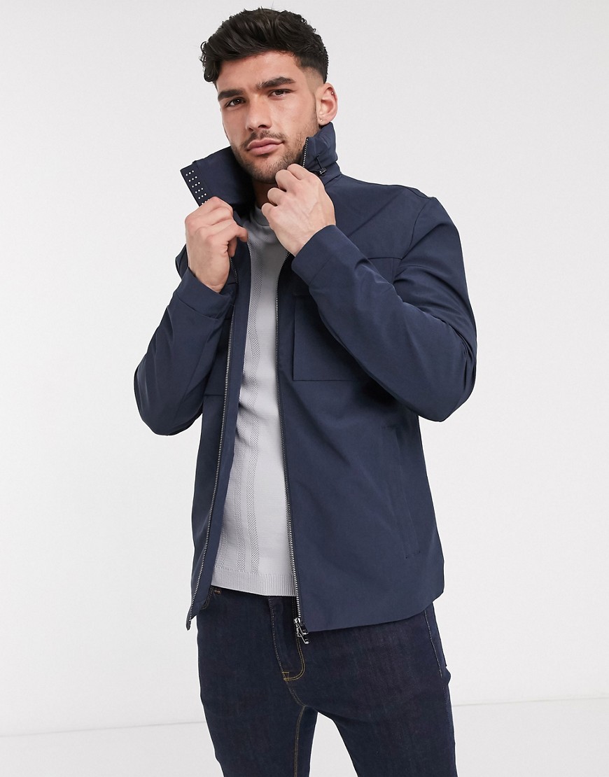 Jack & Jones Premium - Giacca blu navy con doppia tasca e cappuccio
