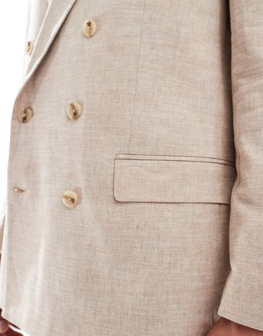 Jack & Jones Premium - Giacca da abito comoda in misto lino beige, 5 di 5