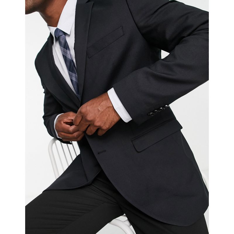 Abiti slim fit eCjUe Jack & Jones Premium - Giacca da abito nera super slim stretch in misto lana