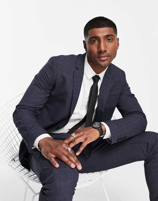 Jack Jones Premium Giacca da abito slim blu a quadri ASOS