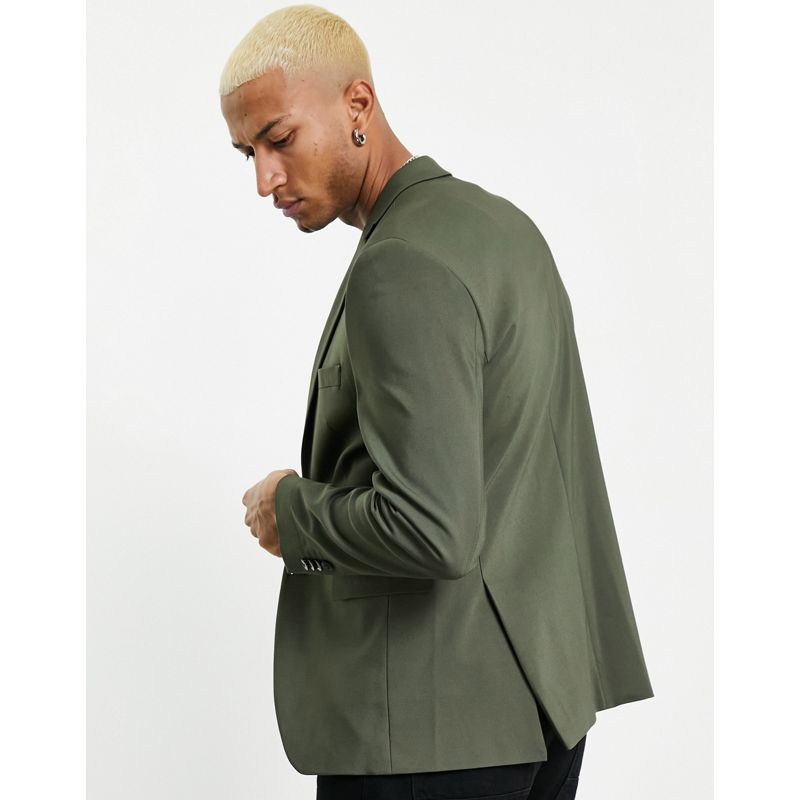 Jack & Jones Premium - Giacca da abito slim fit in rasatello verde 