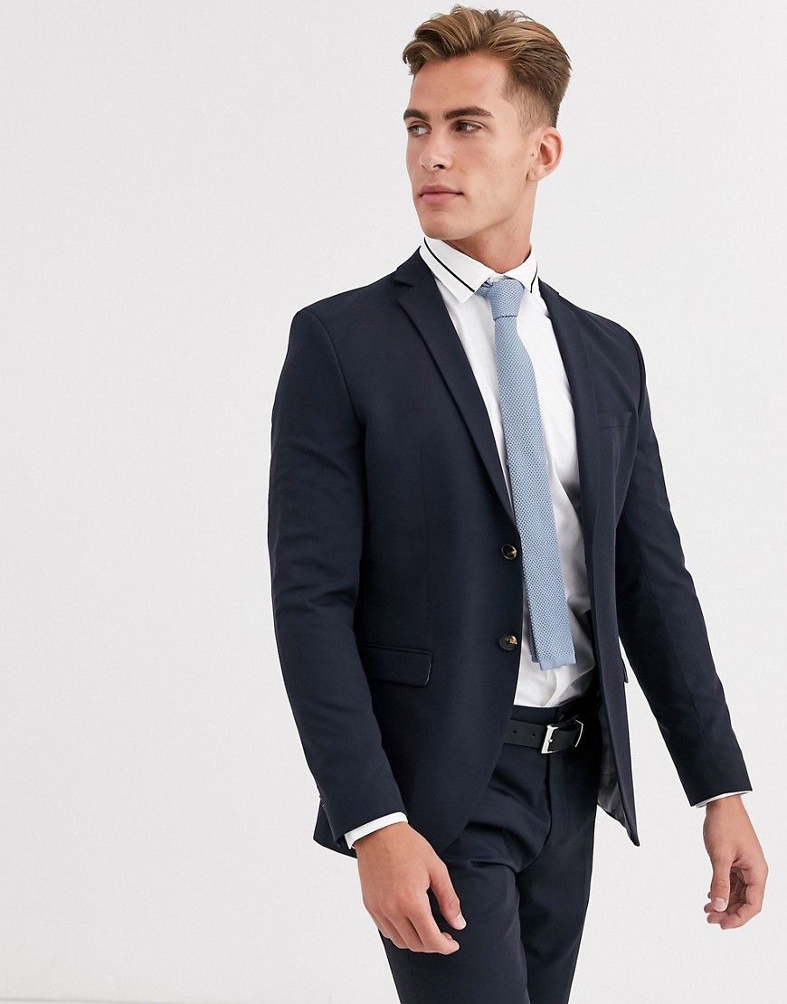 Jack & Jones Premium - Giacca da abito super slim super stretch blu navy