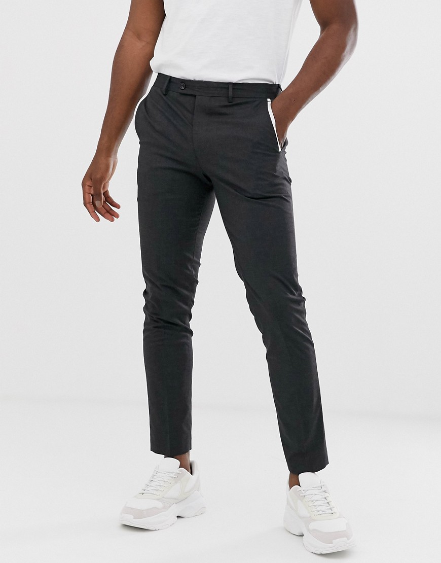 Jack & Jones – Premium – Grå kostymbyxor i skinny fit med ficka med kantband