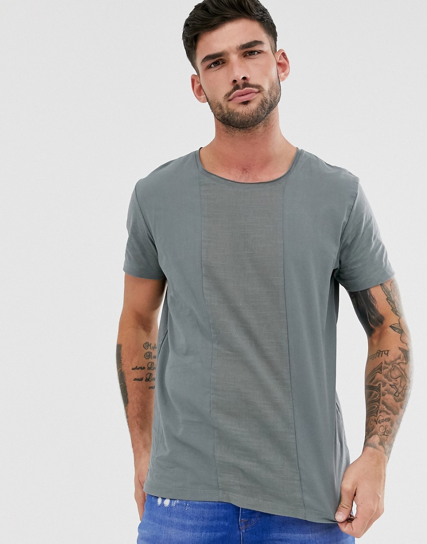 Jack & Jones – Premium – Grön, panelsydd t-shirt