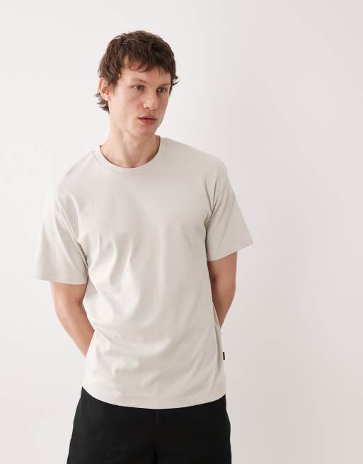 Jack & Jones Premium heavyweight t-shirt with back print in beige, 2 of 5