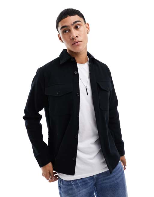 Jack & Jones Premium – Hemdjacke in Schwarz 