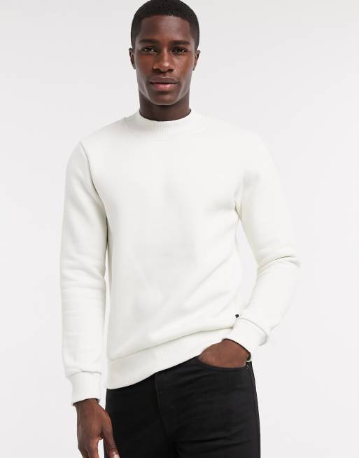 Jack & Jones Premium high neck sweat in off white