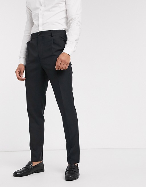 Jack & Jones Premium high waisted smart suit trousers in black