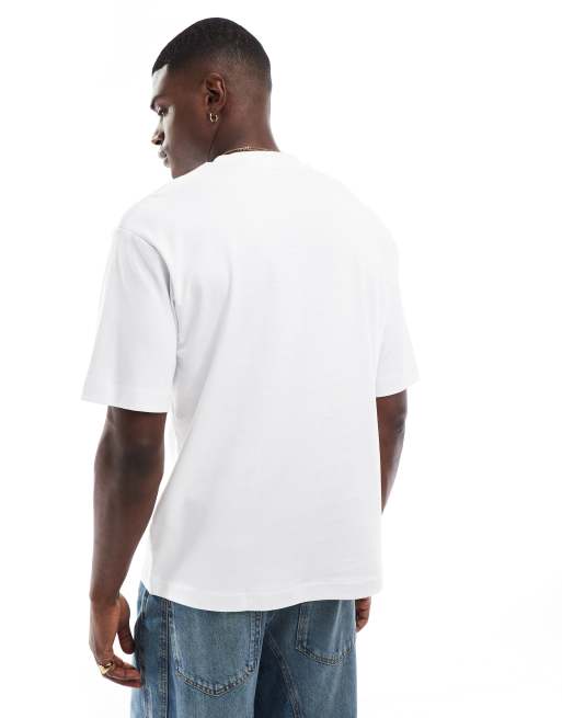 Jack & Jones - Premium - Hvid og oversized T-shirt med café-print på brystet, 4 af 4